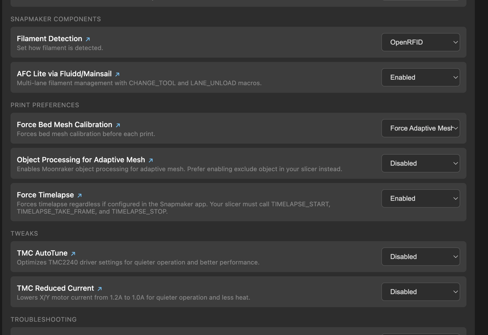 Firmware Config settings