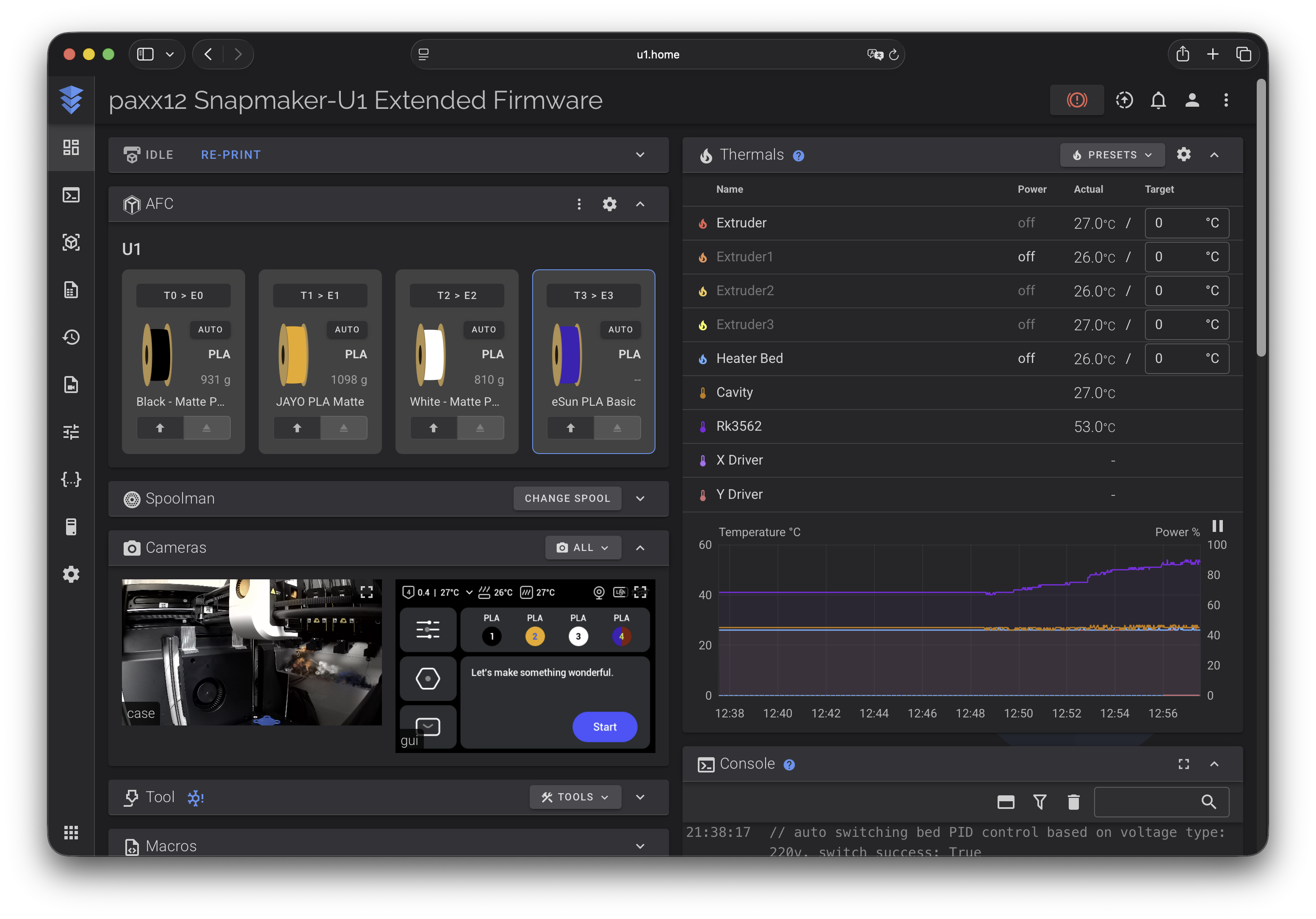 Fluidd Dashboard