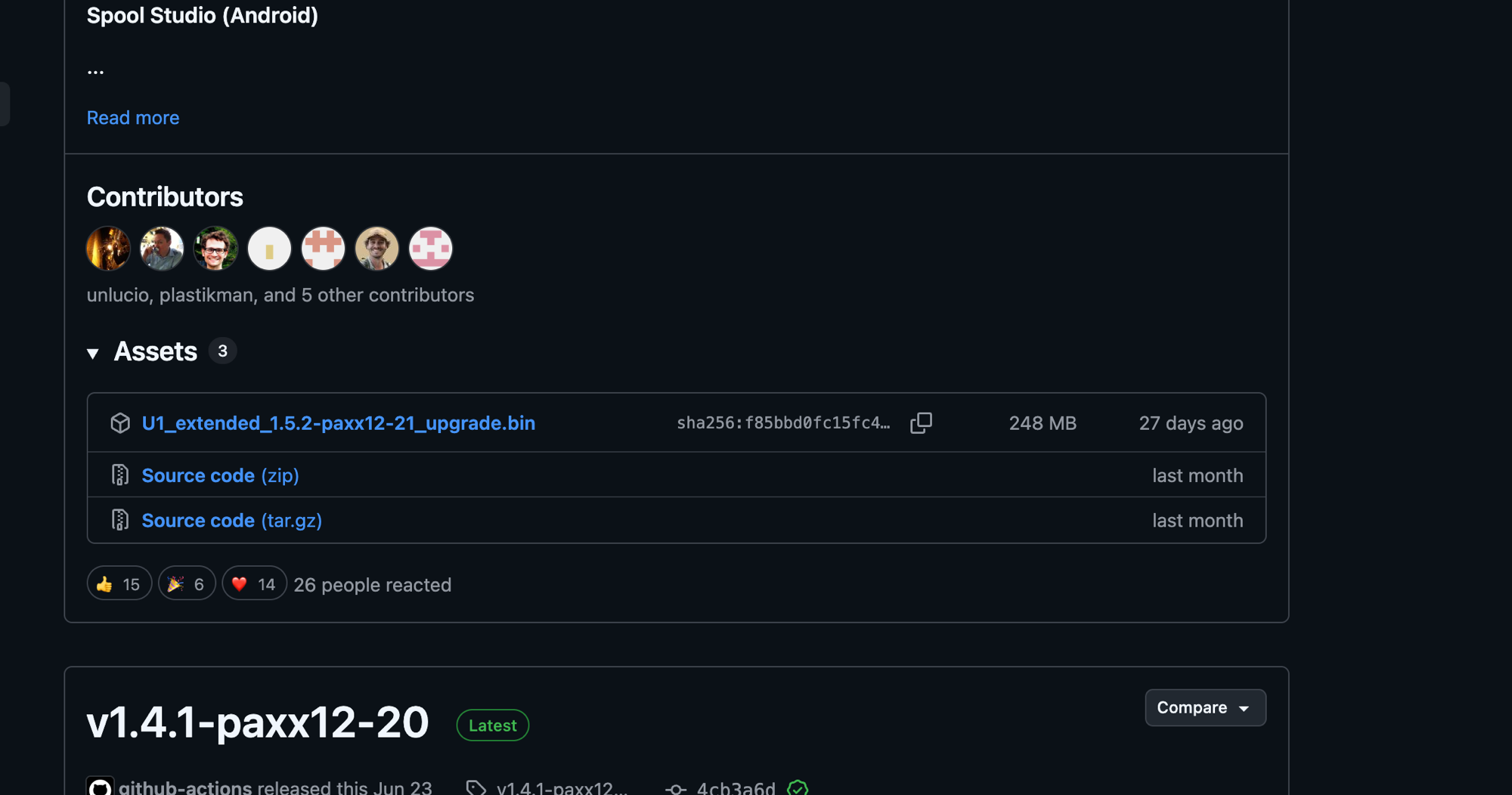 GitHub release assets