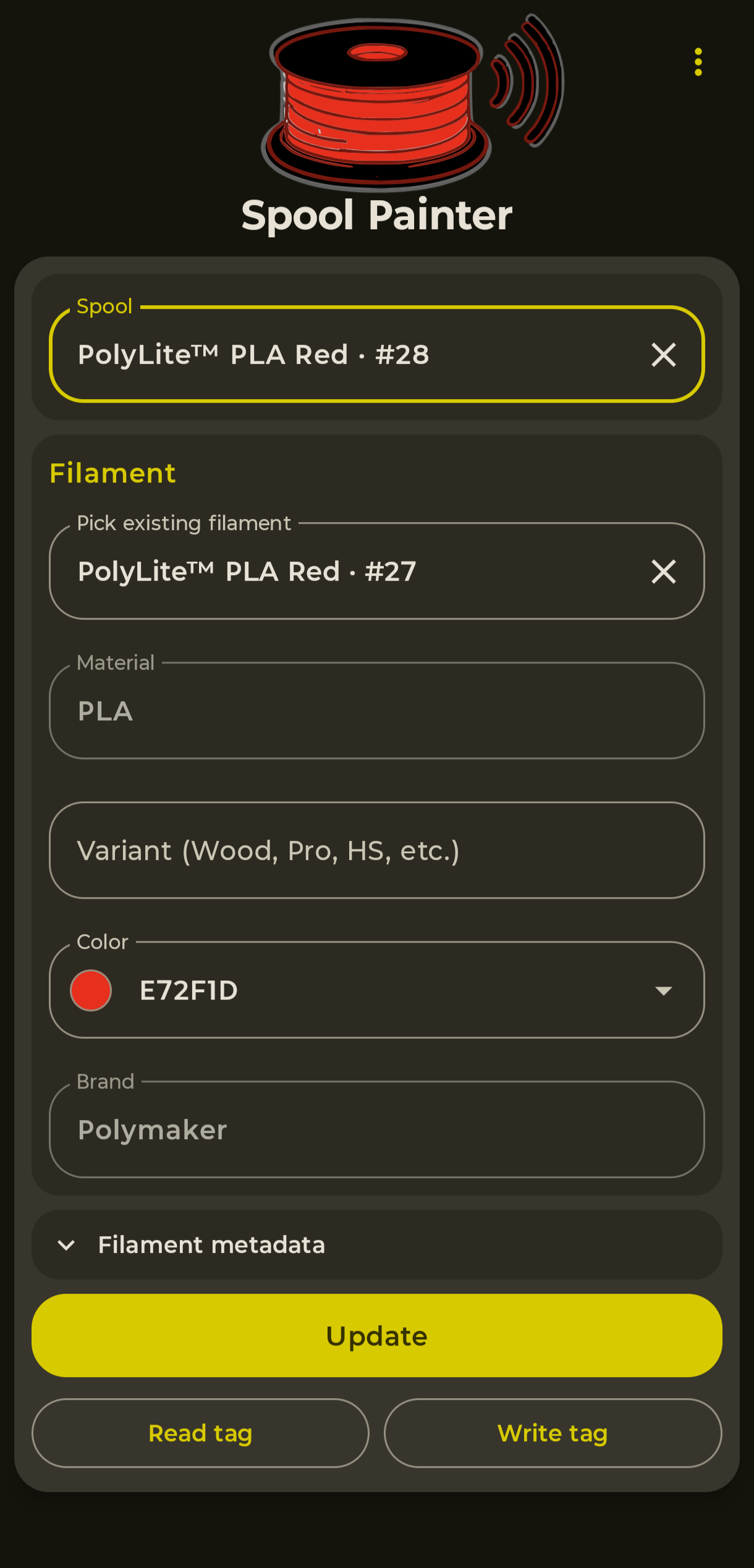 SpoolPainter main screen